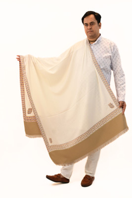Sprha Wool Embellished Men, Women Shawl(White)