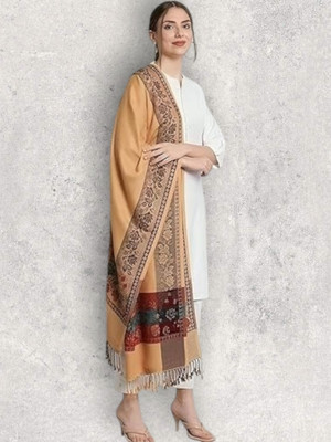 Trandone Wool Printed Women Shawl(Yellow)