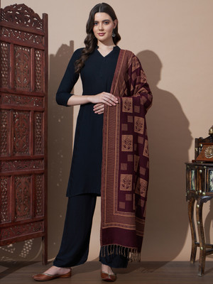 ZEPPI Wool Self Design Women Shawl(Multicolor)