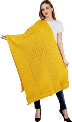 vesture Wool Self Design Women Shawl(Yellow)