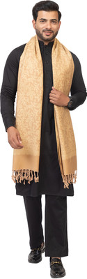 Pashgiri Poly Wool Floral Print Men Shawl(Beige)