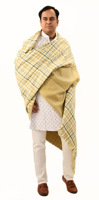 KAVIM Wool Checkered Men Shawl(Beige)