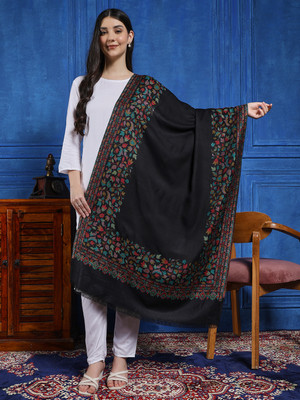 Ravaiyaa - Attitude Is Everything Wool Floral Print Women Shawl(Black)