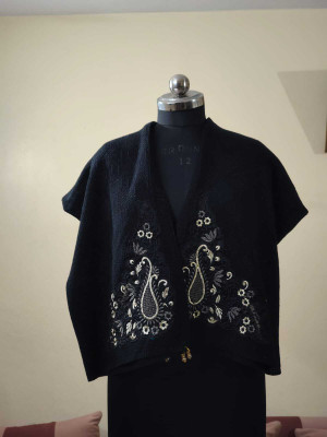 VASANTSHAWLS Acrylic Paisley Women Shawl(Black)