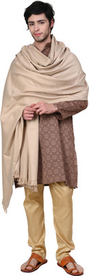 Cambik Polyester Wool Blend Solid Men Shawl(Beige)