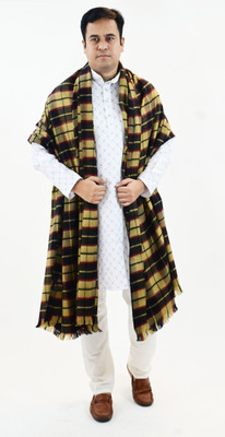Vrinde Wool Checkered Men Shawl(Beige)