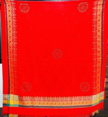 Kashmiri Wool Embroidered Women Shawl(Red)