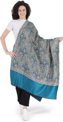 Life and style Wool Printed Women Shawl(Blue, Grey)