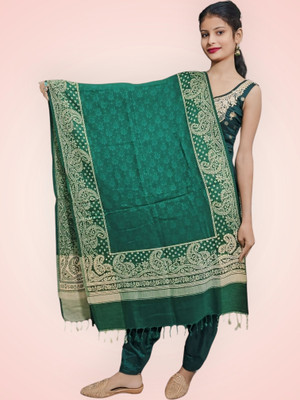 Trandone Wool Printed Women Shawl(Dark Green)