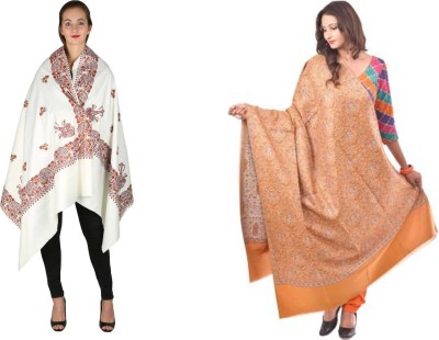 BE SWADESHI Wool Printed Women Shawl(Yellow)