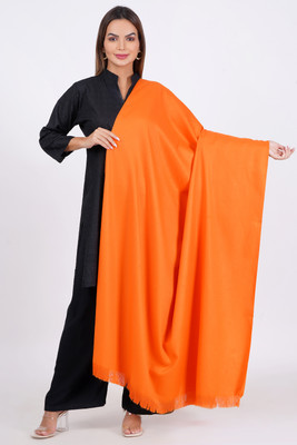 Vrinde Wool Solid Women Shawl(Orange)