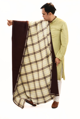 KAVIM Wool Checkered Men Shawl(Beige)
