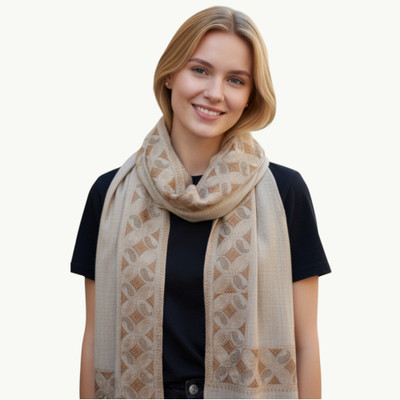 shahposh Pashmina Floral Print Women Shawl(Beige)