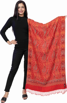 Kti Viscose, Acrylic Floral Print Women Shawl(Red)
