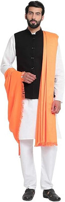 Kasmiri thead Wool Solid Men Shawl(Orange)