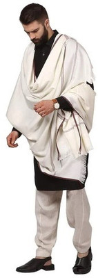 Life and style Wool Solid Men Shawl(White)