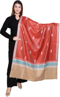 Vasaba Polyester Wool Blend Printed Women Shawl(Multicolor)