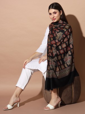 Pashmoda Wool Paisley Women Shawl(Black)