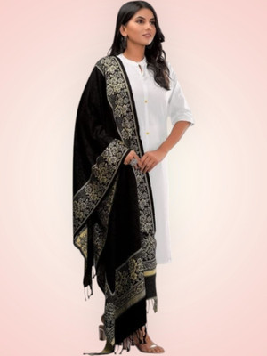 Trandone Wool Printed Women Shawl(Black)
