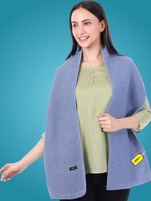 Pick Ur Needs Wool Self Design Women Shawl(Light Blue)