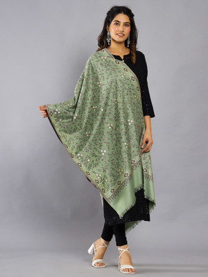 Ravaiyaa - Attitude Is Everything Wool Floral Print Women Shawl(Green)