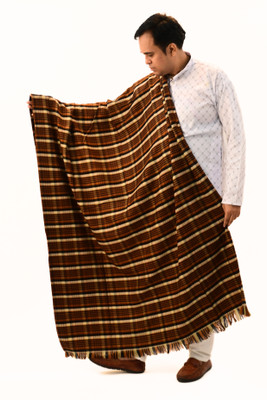 Vrinde Wool Checkered Men Shawl(Brown)