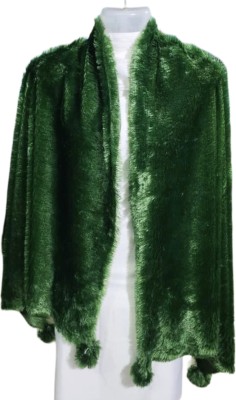 Saba Fur, Polyester Wool Blend Solid Women Shawl(Dark Green)