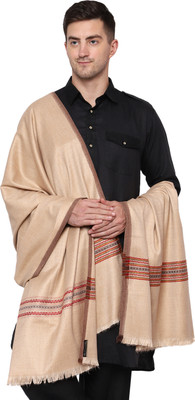 WEAVERS VILLA Polyester Wool Blend Woven Men Shawl(Beige)