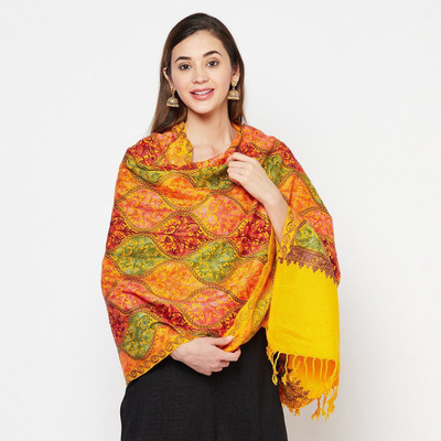 CHOUDHARYRETAILS Acrylic Printed Women Shawl(Yellow)
