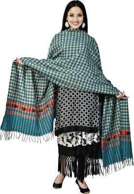 FusFus Wool Checkered Women Shawl(Multicolor)