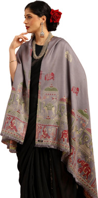 Tweedle Acrylic Printed Women Shawl(Grey)