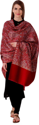 BRAVEZI Polyester Wool Blend Self Design Women Shawl(Maroon)