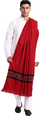Braid N Cord Polyester Wool Blend Self Design Men Shawl(Maroon)