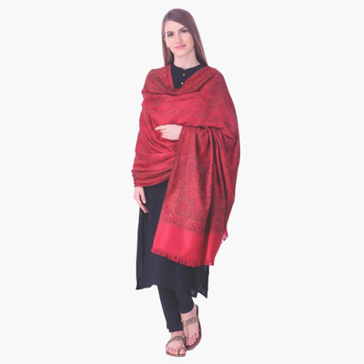 BRAVEZI Wool Blend Self Design Women Shawl(Maroon)