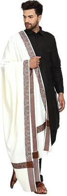 KASHMIR HANDLOOM Cashmere Embellished Men Shawl(White)