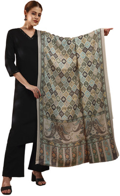 Kanidar Wool Self Design Women Shawl(Grey)