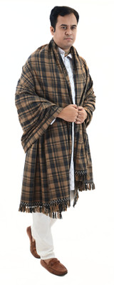 Sprha Wool Checkered Men Shawl(Brown)