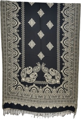 SUMEDH handcrafts Polyester Lycra Blend Paisley Women Shawl(Black)