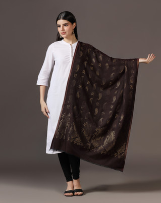 Shaiven Poly Wool Printed Women Shawl(Black)