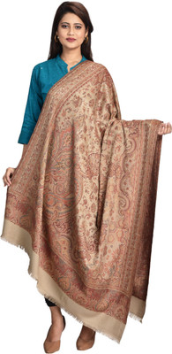 CHOUDHARYRETAILS Wool Woven Women Shawl(Beige)