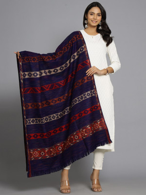 Ravaiyaa - Attitude Is Everything Wool Striped Women Shawl(Blue)