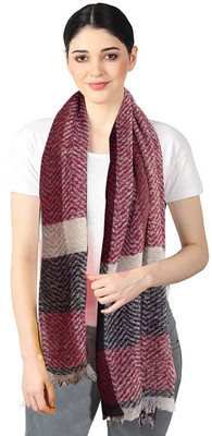 Life and style Wool Self Design Women Shawl(Maroon)