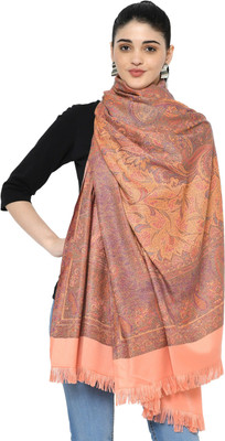 HOC Polyester Wool Blend Woven Women Shawl(Orange)