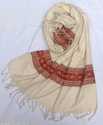 LIBSADRESSES Wool Self Design Women Shawl(Multicolor)