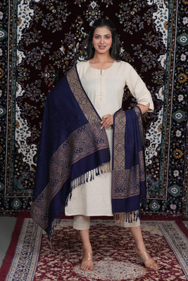 STSHAWLS Acrylic Self Design Women Shawl(Blue)