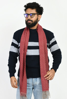 Life and style Wool Striped Men Shawl(Maroon)