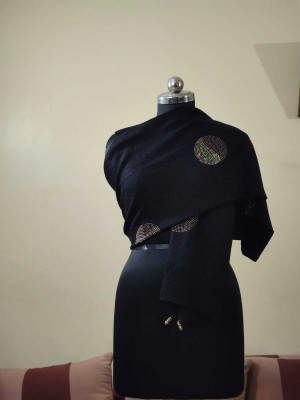 VASANTSHAWLS Acrylic Solid Women Shawl(Black)