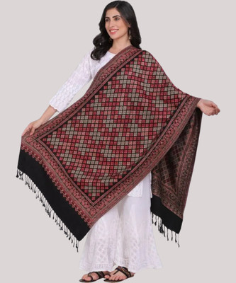 Kashmiri queen Wool Printed Women Shawl(Black)