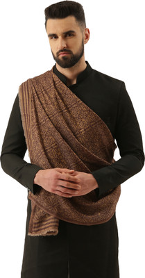 Pashmoda Polyester Wool Blend Self Design Men Shawl(Brown)