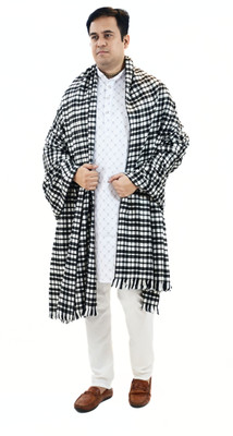 Sprha Wool Checkered Men Shawl(White)